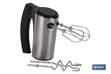 Cofan – Batidora de Varillas Maneli 350W | 5 Velocidades + Turbo | Acero Inox Cepillado | Ideal para Repostería
